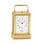 A FRENCH GORGE CASED GRANDE SONNERIE STRIKING CARRIAGE CLOCK WITH ALARM