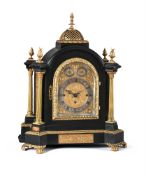A VICTORIAN GILT BRASS MOUNTED EBONISED QUARTER-CHIMING BRACKET CLOCK