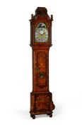 A DUTCH WALNUT AND FLORAL MARQUETRY LONGCASE CLOCK WITH MOONPHASE