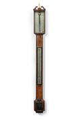 Y A WILLIAM IV MAHOGANY BOWFRONTED MERCURY STICK BAROMETER