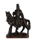 A CHINESE BRONZE FIGURE OF GUAN YU ON HORSEBACK, 19TH OR 20TH CENTURY