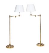 A PAIR OF SHERBOURNE ADJUSTABLE BRASS STANDARD LAMPS, LATE 20TH CENTURY