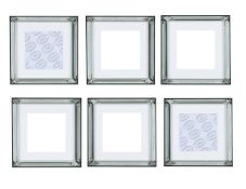A GROUP OF SIX EBONISED AND BEVELL MIRRORED PICTURE FRAMES, OF RECENT MANUFACTURE