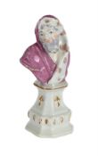 A CHELSEA PORCELAIN BUST EMBLEMATIC OF WINTER FROM A SERIES OF THE FOUR SEASONS, CIRCA 1760