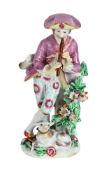 A BOW PORCELAIN MODEL OF A SHEPHERD, CIRCA 1765