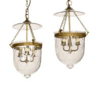 A PAIR OF VAUGHAN HUNDI STYLE GLASS GLOBE LANTERNS, 20TH CENTURY