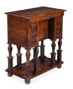 AN OAK AND WALNUT CONTINENTAL KNEEHOLE DESK OR WRITING TABLE, 18TH OR EARLY 19TH CENTURY