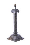 A VARIEGATED GREY MARBLE DORIC COLUMN TABLE LAMP, 20TH CENTURY