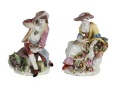 A PAIR OF BOW PORCELAIN FIGURES EMBLEMATIC OF SUMMER AND AUTUMN, CIRCA 1755