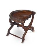 AN EDWARDIAN BIRCH HORSESHOE SHAPED 'GOOD LUCK' STOOL, EARLY 20TH CENTURY