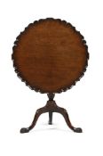 A GEORGE III MAHOGANY PIE CRUST TRIPOD TABLE, CIRCA 1790