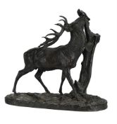 AFTER PIERRE JULES MENE (1810-1879), AN ANIMALIER BRONZE 'CERF A LA BRANCHE'