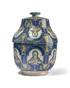 A MOROCCAN 'JOBBANA' DAIRY JAR AND COVER, EARLY 20TH CENTURY