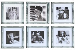 A GROUP OF SIX SQUARE EBONISED AND BEVELL MIRRORED PICTURE FRAMES, OF RECENT MANUFACTURE