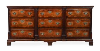 A GEORGE II OAK AND MAHOGANY BANDED LOW DRESSER, NORTH WEST ENGLAND, MID 18TH CENTURY