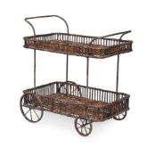 A WICKER COCKTAIL TROLLEY, IN THE MANNER OF HEYWARDS & CO, 20TH CENTURY