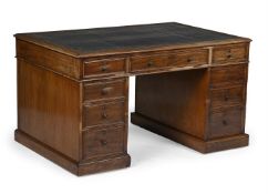 A MAHOGANY PEDESTAL DESK, FIRST HALF 19TH CENTURY