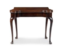 A GEORGE II MAHOGANY FOLDING CARD TABLE, IRISH, CIRCA 1750