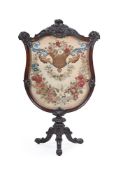 Y A VICTORIAN INDIAN ROSEWOOD TRIPOD SCREEN, CIRCA 1865