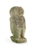 A SMALL CARVED STONE OWL, 19TH OR 20TH CENTURY