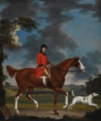 THOMAS STRINGER (BRITISH 1722-1790), PORTRAIT OF COLONEL SLOPER WITH HIS FAVOURITE HUNTER AND HOUND