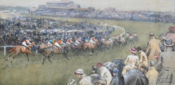 λ LIONEL DALHOUSIE ROBERTSON EDWARDS (BRITISH 1878-1966), THE DERBY, EPSOM