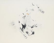 λ MIRJAM VERHOEFF (BRITISH B. 1939)FINAL FURLONGPencil and coloured chalk with scratching outSigned