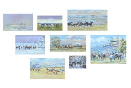 λ DAVID TRUNDLEY (BRITISH B. 1949), EIGHT RACING SCENES