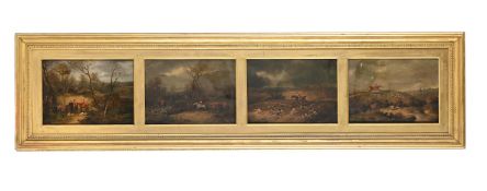SAMUEL HENRY ALKEN (BRITISH 1810-1894), A SET OF FOUR HUNTING SCENES, FRAMED AS ONE (4)