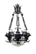 EMILE ROBERT (FRENCH, 1880-1948) ATTRIBUTED, AN ART DECO CHANDELIER; FIRST HALF 20TH CENTURY