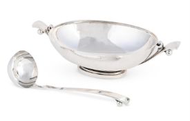 HAROLD NEILSEN (DANISH, 1892-1977), FOR GEORG JENSEN SERVING DISH AND LADLE