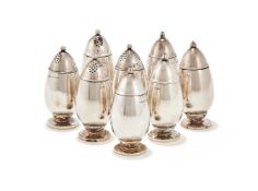 GUNDOLPH ALBERTUS (DANISH, 1887-1969), FOR GEORG JENSEN, EIGHT 'CACTUS' SHAKERS, MODEL 629A/B