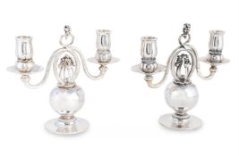 GEORG JENSEN (DANISH, 1866-1935), A PAIR OF 'POMEGRANATE' CANDELABRA, MODEL NO. 324, DESIGNED 1919