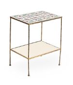A MAISON JANSEN ATTRIBUTED TABLE WITH FORNASETTI TILES, 20TH CENTURY