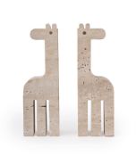 FRATELLI MANNELLI (ITALIAN), A PAIR OF SCULPTURAL GIRAFFE BOOKENDS, 1970s