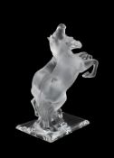 LALIQUE, 'DEUX CHEVAUX SAUVAGE' SCULPTURE; POST 1945