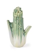 AN ITALIAN MAJOLICA STYLE 'CELERY' LIDDED JUG, SECOND HALF 20TH CENTURY