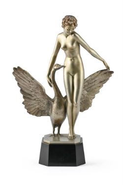 PAUL PHILIPPE (FRENCH, 1870-1930), LEDA AND THE SWAN SCULPTURE; CIRCA 1930