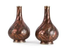 BOCH FRÈRES KERAMIS (BELGIAN), PAIR OF VASES; CIRCA 1900