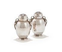 GEORG JENSEN (DANISH, 1866-1935), A PAIR OF SUGAR CASTERS, 'MODEL NO. 2A', POST 1945