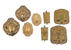 FOUR PAIRS OF BRASS WALL SCONCES IN THE ARTS & CRAFTS STYLE, 20TH CENTURY