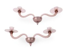 A PAIR OF MURANO TWIN-BRANCHED WALL SCONCES, FIRST HALF 20TH CENTURY
