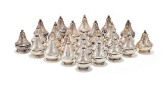 HARALD NIELSEN (DANISH, 1892-1977), FOR GEORG JENSEN, NINE PAIRS OF SALT AND PEPPER SHAKERS
