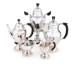 Y GEORG JENSEN (DANISH, 1866-1935), A FIVE-PIECE 'MODEL NO.88' COFFEE SERVICE, 1915-1944