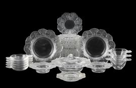 A SELECTION OF LALIQUE 'HONFLEUR' DINNER SERVICE PIECES; SECOND HALF 20TH CENTURY