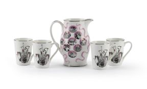 ERIC RAVILIOUS (BRITISH, 1903-1942), 'GARDEN IMPLEMENTS' LEMONADE SET, CIRCA 1986