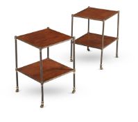 A PAIR OF TWO-TIER SIDE TABLES IN THE MANNER OF MAISON JANSEN, MID 20TH CENTURY