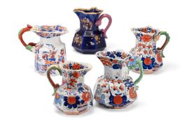 FIVE VARIOUS MASON'S IRONSTONE CHINA JUGS, CIRCA 1830