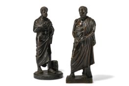 AFTER THE ANTIQUE, A PAIR OF BRONZE FIGURES OF ARISTIDES AND DEMOSTHENES, ITALIAN, 19TH CENTURY