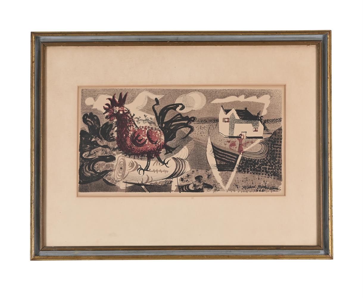 λ MICHAEL ROTHENSTEIN (BRITISH 1908-1993) COCKEREL IN A LANDSCAPE Print ...